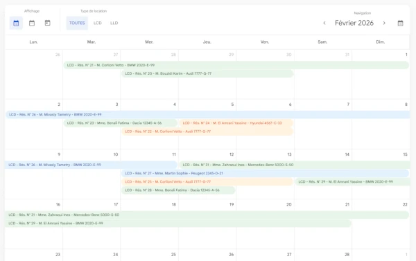 Locapp fonctionnalité de calendrier