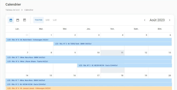 Calendrier - Locapp